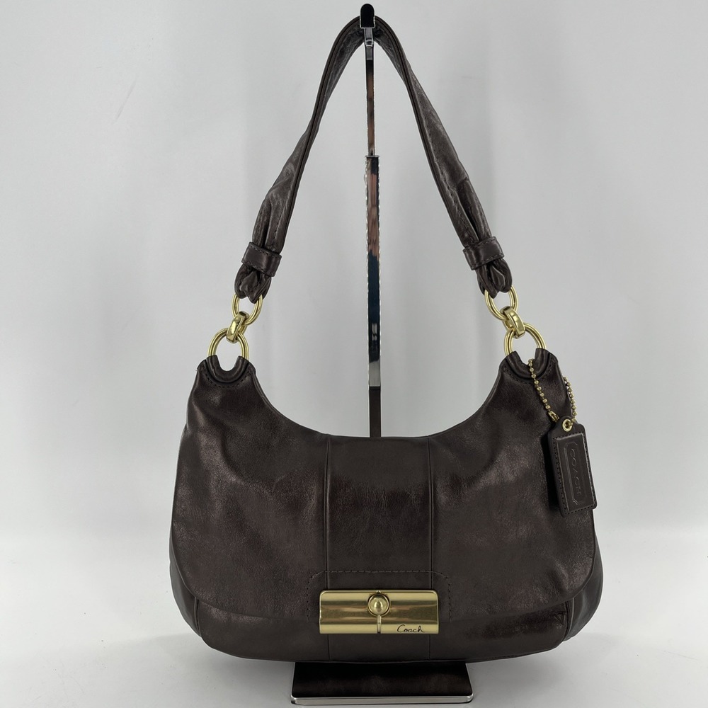 Coach Y2K Kristin Leather Hobo Shoulder Flap Bag Metallic Bronze 18809 Hang Tag